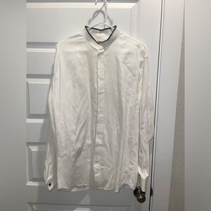 Donna Karan men cotton collarless cufflinks dress shirt 16.5